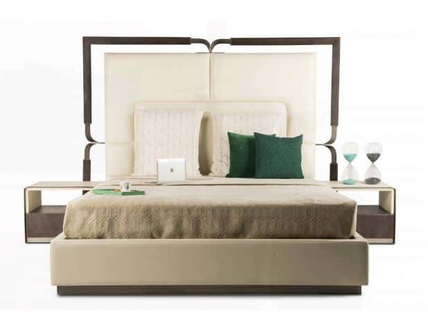سرير جلد و 2 كومود - Layla Leather bed and 2 nightstands