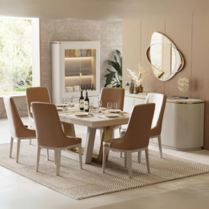 Refined luxury dining room with clean lines