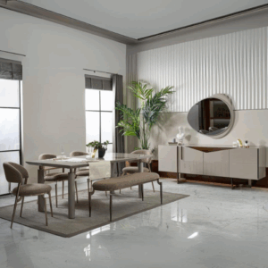 Sleek luxury dining room in egypt with modern details